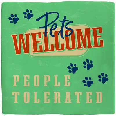 Plenty Gifts tegeltje keramiek pets welcome 10x10cm groen - afbeelding 1