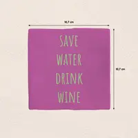Plenty Gifts tegeltje keramiek save water drink wine 10x10cm paars - afbeelding 2