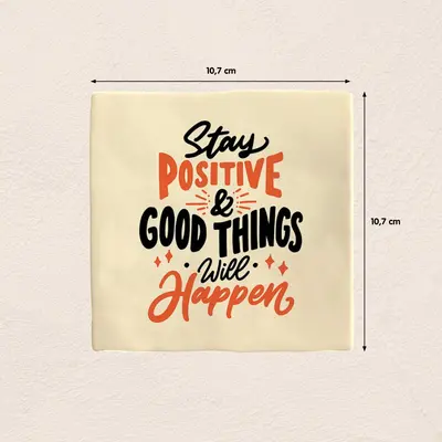 Plenty Gifts tegeltje keramiek stay positive 10x10cm crème - afbeelding 2