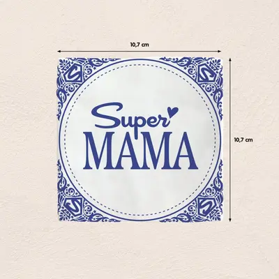 Plenty Gifts tegeltje keramiek super mama 10x10cm blauw, wit - afbeelding 2