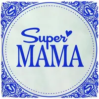 Plenty Gifts tegeltje keramiek super mama 10x10cm blauw, wit - afbeelding 1