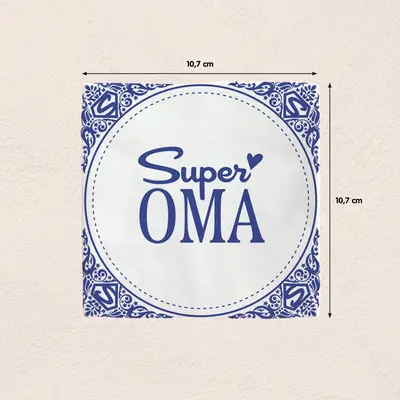 Plenty Gifts tegeltje keramiek super oma 10x10cm blauw, wit - afbeelding 2