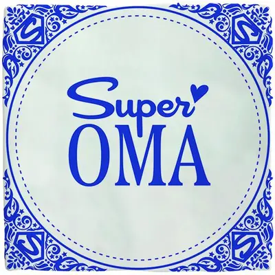 Plenty Gifts tegeltje keramiek super oma 10x10cm blauw, wit - afbeelding 1
