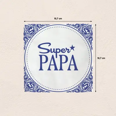 Plenty Gifts tegeltje keramiek super papa 10x10cm blauw, wit - afbeelding 2