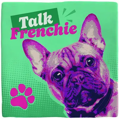 Plenty Gifts tegeltje keramiek talk frenchie 10x10cm groen - afbeelding 1