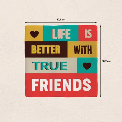 Plenty Gifts tegeltje keramiek true friends 10x10cm multi - afbeelding 2