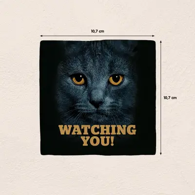 Plenty Gifts tegeltje keramiek watching you 10x10cm zwart - afbeelding 2