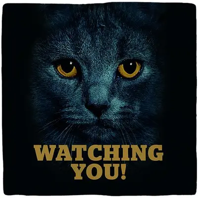 Plenty Gifts tegeltje keramiek watching you 10x10cm zwart - afbeelding 1