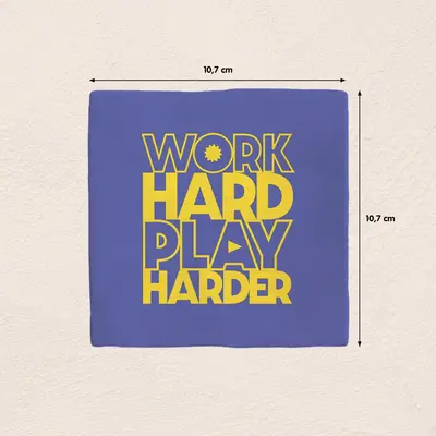 Plenty Gifts tegeltje keramiek work hard play harder 10x10cm blauw - afbeelding 2