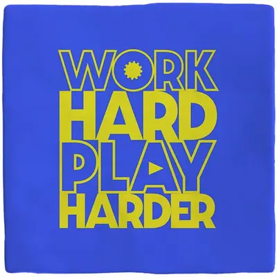 Plenty Gifts tegeltje keramiek work hard play harder 10x10cm blauw - afbeelding 1