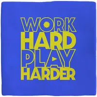 Plenty Gifts tegeltje keramiek work hard play harder 10x10cm blauw - afbeelding 1