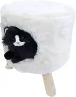 Poef rond pluche met gat Ø 42x50 cm wit - afbeelding 3