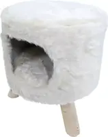 Poef rond pluche met gat Ø 42x50 cm wit - afbeelding 1