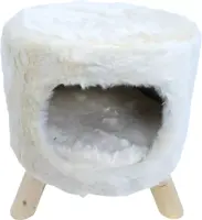 Poef rond pluche met gat Ø 42x50 cm wit - afbeelding 2