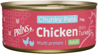 Prins kattenvoeding Wet food Chicken&Turkey Chunky Paté 70g