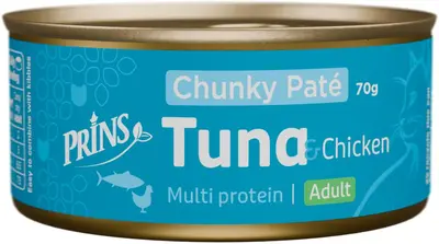 Prins kattenvoeding Wet food Tuna&Chicken Chunky Paté 70g