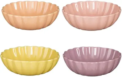 Corfu schaal l.geel l.roze oranje paars 4 assorti - h5xd14,5cm