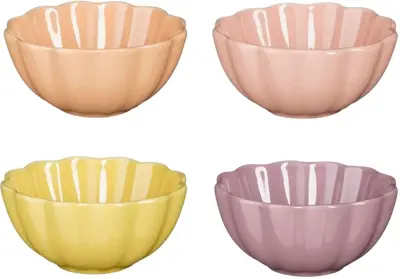 Corfu schaal l.geel l.roze oranje paars 4 assorti - h5xd9,5cm