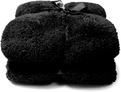 Unique Living plaid teddy 150x200cm black