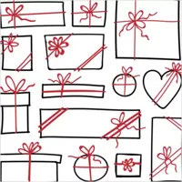 Duni 3-laags tissue servet gifts 33x33cm wit, rood 20 stuks kopen?