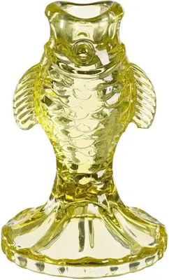 Kandelaar vis glas geel - l8xb8xh12cm