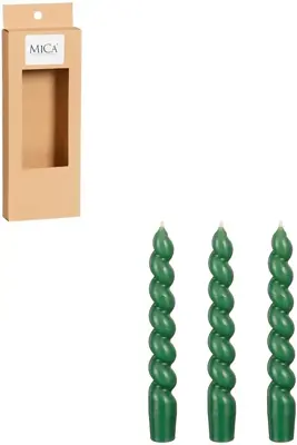 Twist dinerkaars groen glazed 3 stuks - h18,5xd2,4cm
