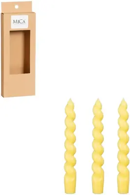 Twist dinerkaars geel glaze 3 stuks - h18,5xd2,4cm