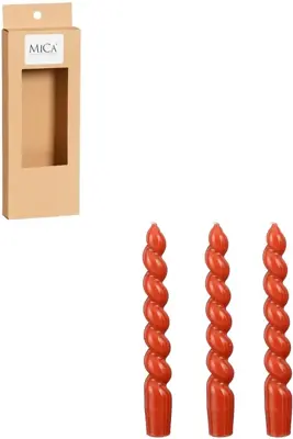 Twist dinerkaars rood glaze 3 stuks - h18,5xd2,4cm