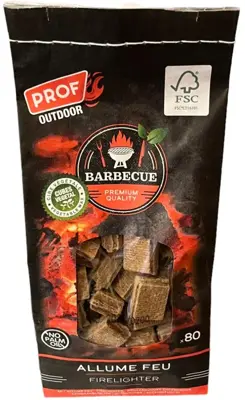 Prof Outdoor aanmaakblokjes bruin zak 80 stuks
