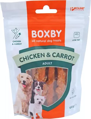 Proline Boxby chicken &amp; carrot sticks, 100 gram - afbeelding 1