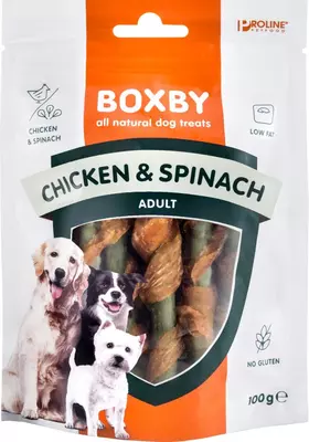 Proline Boxby chicken &amp; spinach sticks, 100 gram - afbeelding 2