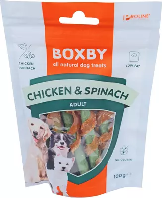 Proline Boxby chicken &amp; spinach sticks, 100 gram - afbeelding 1