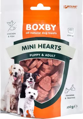 Proline Boxby puppy snacks mini hearts, 100 gram - afbeelding 2