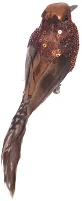 Pure Royal kunststof kerst ornament vogel op clip 18cm koper 