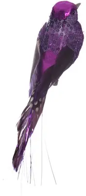 Pure Royal kunststof kerst ornament vogel op clip 18cm lavendel 