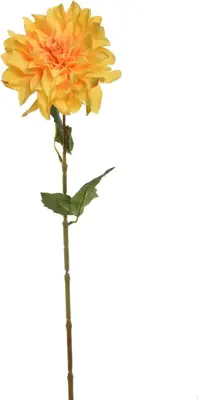 Pure Royal kunsttak dahlia 60cm geel - afbeelding 2