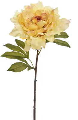 Pure Royal kunsttak pioenroos 69cm geel - afbeelding 1
