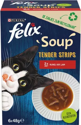 PURINA® FELIX® Soup Filets met Rund, met Kip, met Lam 6x48g - afbeelding 1