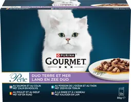 PURINA GOURMET Perle DUO, volledig nat diervoeder voor volwassen kattten, met Zeevis en Tonijn, 85g zakje - afbeelding 5