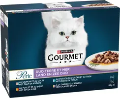 PURINA GOURMET Perle DUO, volledig nat diervoeder voor volwassen kattten, met Zeevis en Tonijn, 85g zakje - afbeelding 4