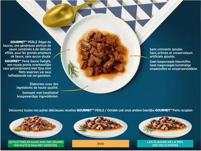 PURINA GOURMET Perle Sauce Delight, volledig nat diervoeder voor volwassen kattten, met tonijn in een saus met zeevruchtensmaak, 85g zakje - afbeelding 4