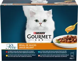 PURINA GOURMET Perle Sauce Delight, volledig nat diervoeder voor volwassen kattten, met tonijn in een saus met zeevruchtensmaak, 85g zakje - afbeelding 2