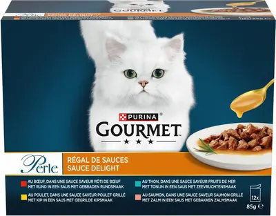 PURINA GOURMET Perle Sauce Delight, volledig nat diervoeder voor volwassen kattten, met tonijn in een saus met zeevruchtensmaak, 85g zakje - afbeelding 2