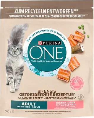 Purina ONE BIFENSIS Graan vrij Adult Rijk aan Zalm kattenvoer 600g - afbeelding 1
