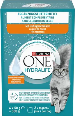 PURINA ONE Hydralife aanvullend kattenvoer met Kipsmaak 6x50g - afbeelding 4