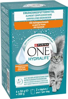 PURINA ONE Hydralife aanvullend kattenvoer met Kipsmaak 6x50g - afbeelding 3