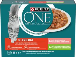 PURINA ONE Sterilcat Fijne Malse Reepjes in Saus met Zalm, Kalkoen kattenvoer 8x85g - afbeelding 2