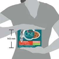 PURINA ONE Sterilcat Fijne Malse Reepjes in Saus met Zalm, Kalkoen kattenvoer 8x85g - afbeelding 3