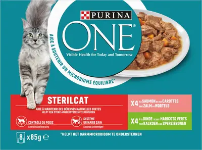 PURINA ONE STERILCAT Fijne Malse Reepjes met Zalm en Wortels, met Kalkoen en Sperziebonen - afbeelding 5