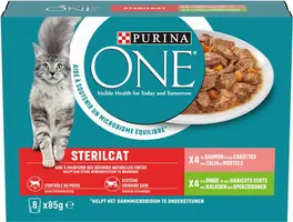 PURINA ONE STERILCAT Fijne Malse Reepjes met Zalm en Wortels, met Kalkoen en Sperziebonen - afbeelding 1